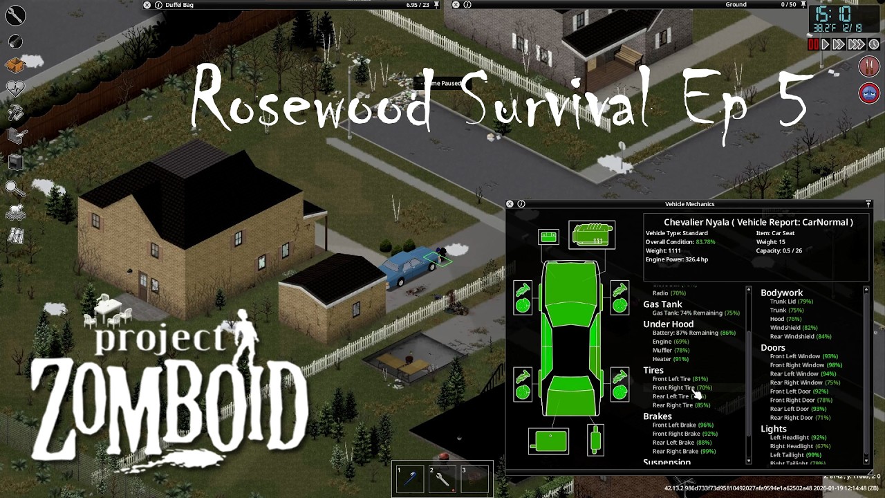 Project Zomboid Rosewood Survival Ep 5 | Back to the suburbs and finding a working vehicle