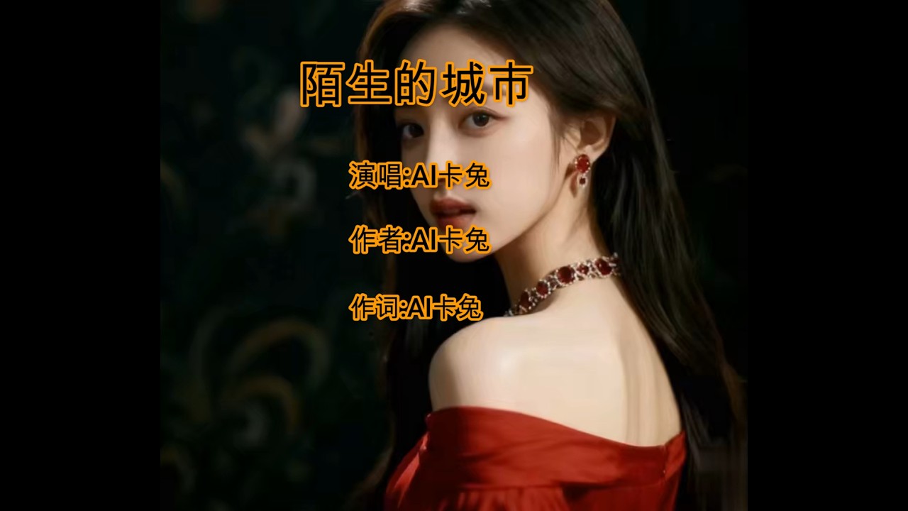 AI卡兔《陌生的城市》完整版 熟悉的旋律，磁性的嗓音，百听不厌的神曲『动态歌词MV』#音乐 #音乐分享#AI卡兔