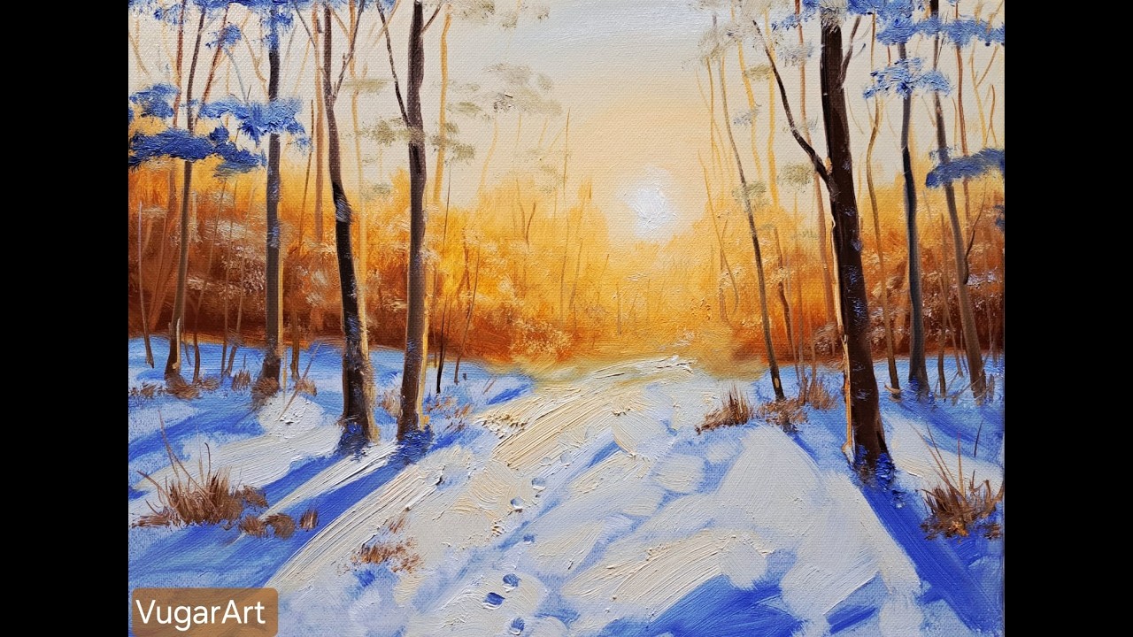 Winter forest Зимний лес oil painting