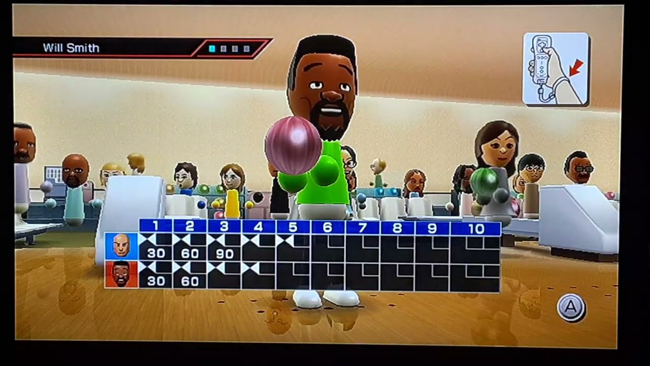 Wii Sports - Bowling: The Rock vs Will Smith (1 Perfect Game!)