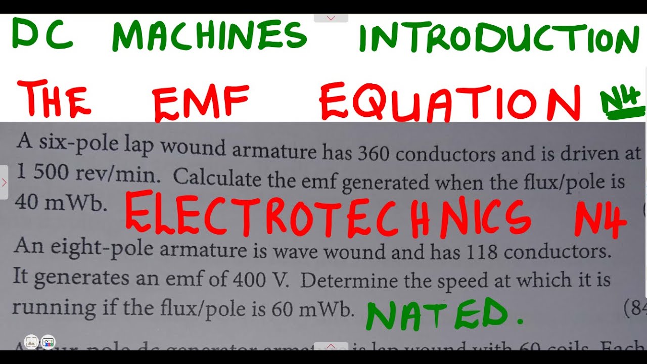 Electrotechnics N4 DC Machines EMF equation of a DC Machine Introduction @mathszoneafricanmotives