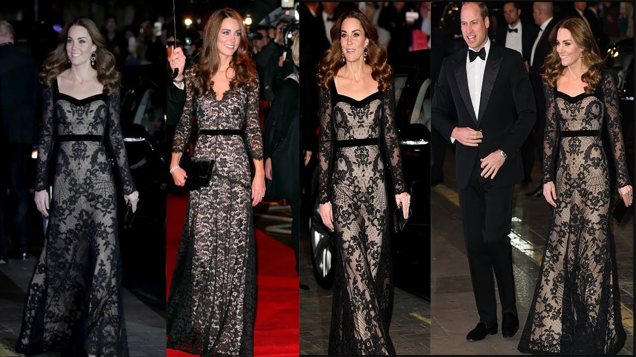 Glamorous Catherine in Alexander McQueen's gorgeous black dress