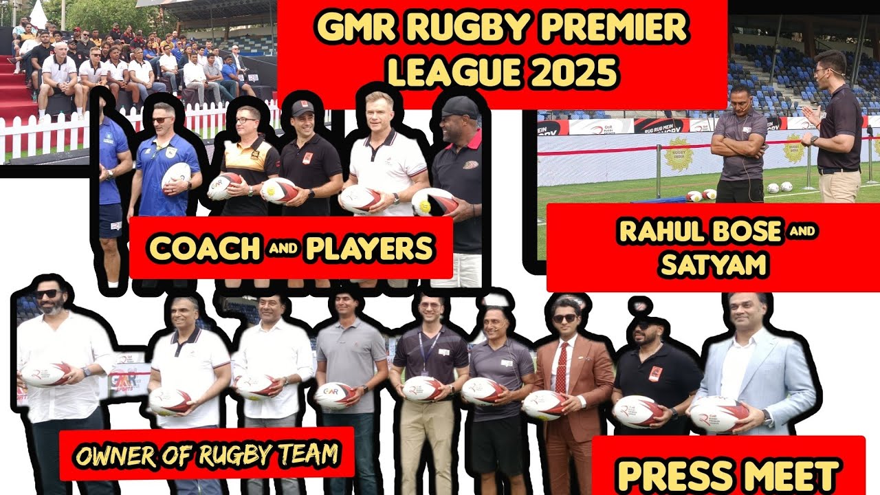 GMR Rugby Premier league 2025 Press meeting in Mumbai along Rahul Bose & Player & Coaches