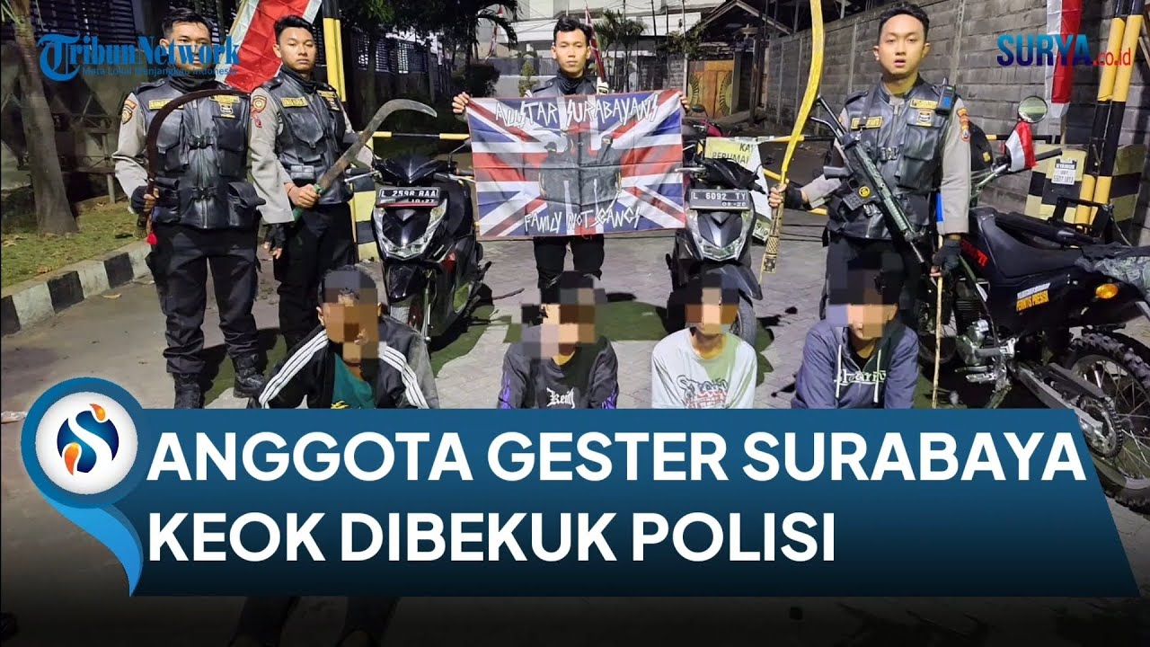 Bak Jagoan Tenteng Celurit 2 Meter, 4 Anggota Gangster di Surabaya Keok Dibekuk Polisi