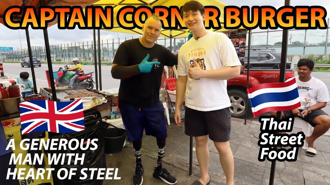 🇹🇭Best Fast Street Food Captain Corner Burger in Bangkok, Thailand🔥 Interviewing Mister Gareth