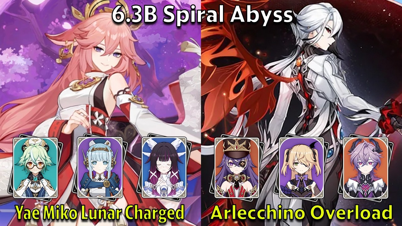 C2 Yae Miko Lunar Charged & C2 Arlecchino Overload - Genshin Impact 6.3-6.4 Spiral Abyss Full Clear