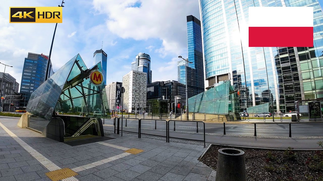 Warsaw, Poland 🇵🇱 Downtown walk, business district & city center 2023 - 4K HDR 60fps