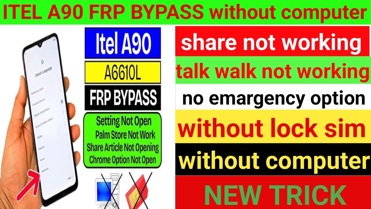 Itel A90 Frp bypass without computer, google account bypass, latest trick 