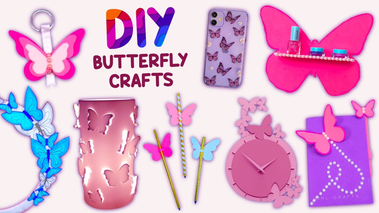 10 DIY BUTTERFLY CRAFTS - Cute Crafts to do When You're Bored - School Supplies, Decoration and more