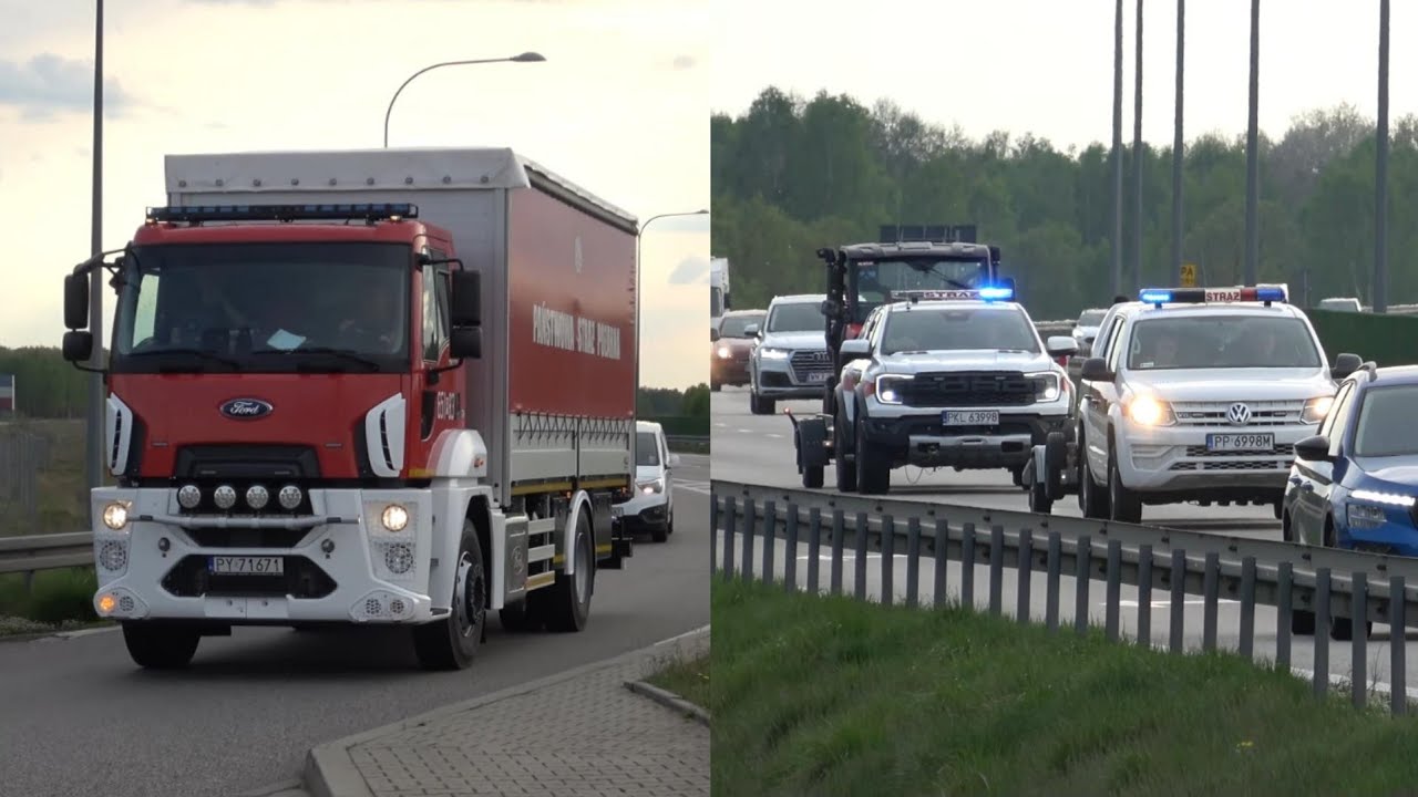 Przejazd alarmowy modułu GFFF Poznań do pożaru w Biebrzańskim Parku Narodowym