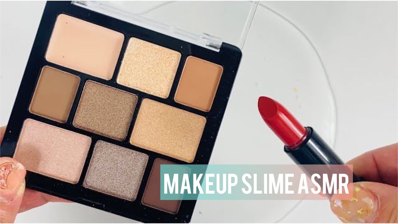 Satisfying Slime Coloring with Makeup! Mixing Colorful Eyeshadow  into Clear Slime!