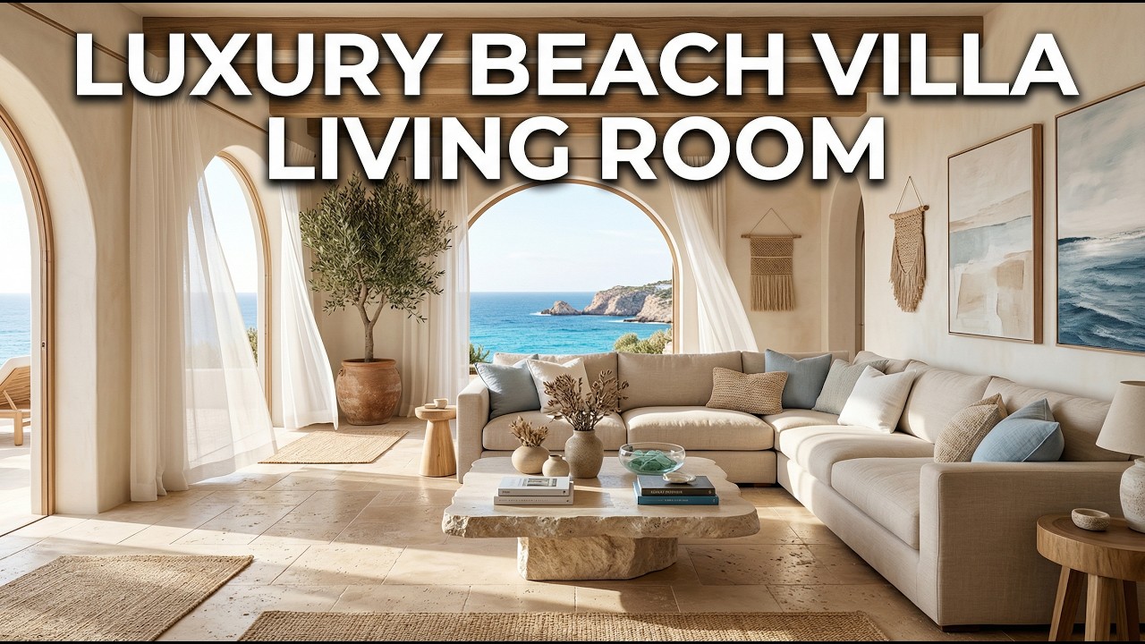 Mediterranean Coastal Living Room Renovation | Luxury Beach Villa Interior Design