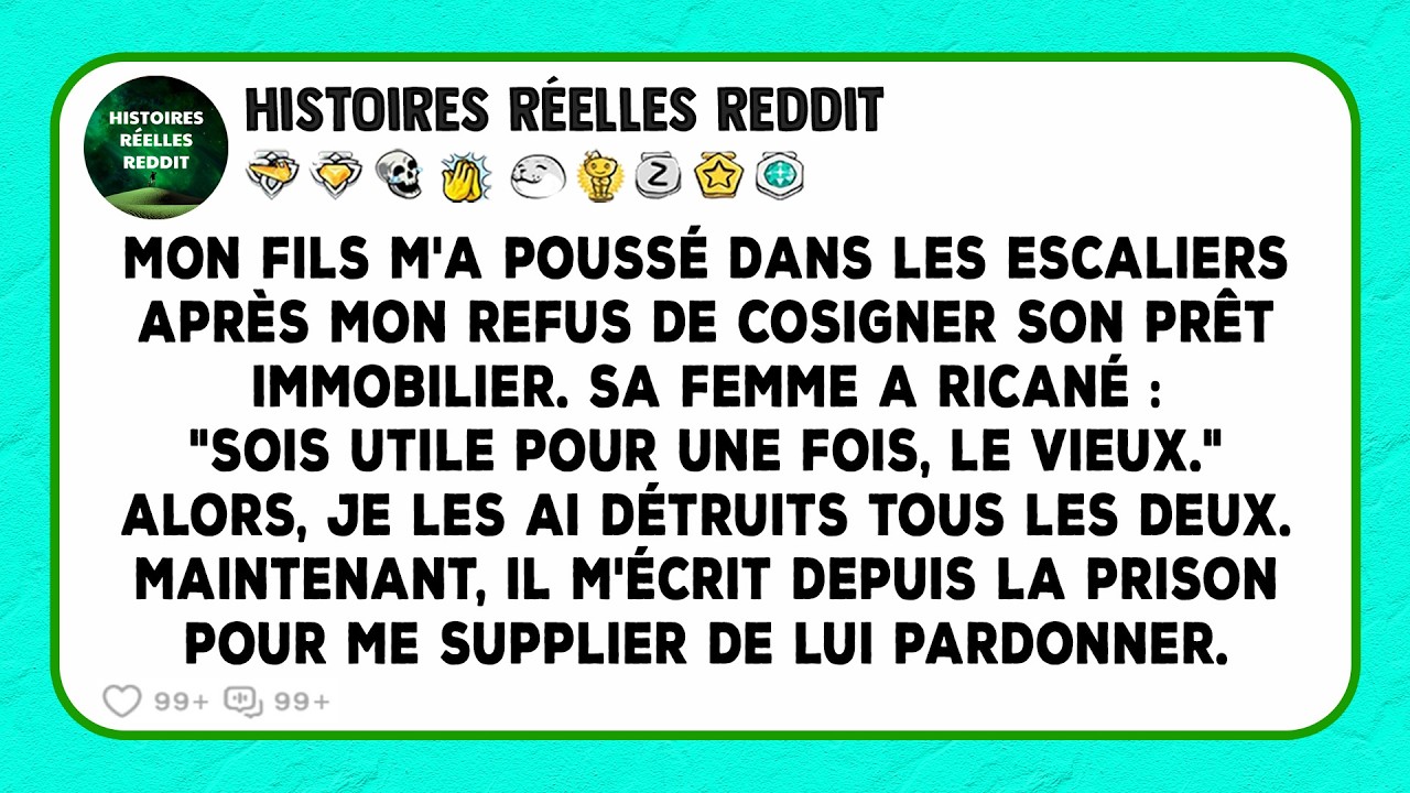 Mon fils m'a poussé dans les escaliers après mon refus de cosigner son prêt immobilier.