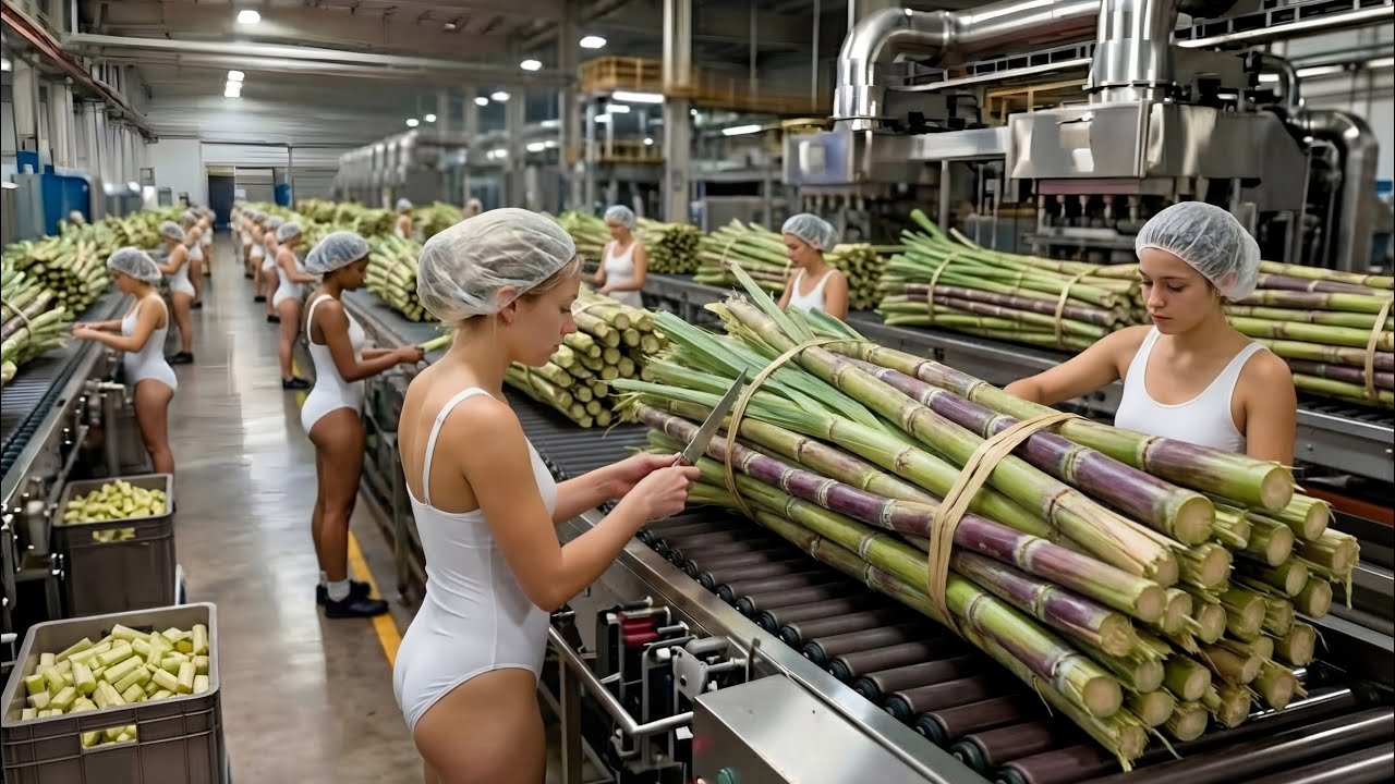 How They Harvest Sugarcane for Sugar In The Future: Inside a Cane Sugar Factory (Full Process)