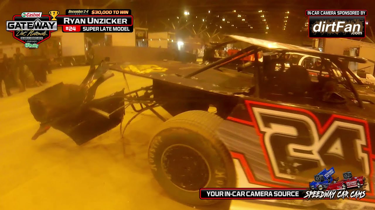 7th #24 Ryan Unzicker at the Gateway Dirt Nationals 2021- Super Late Model $30k In-Car Camera