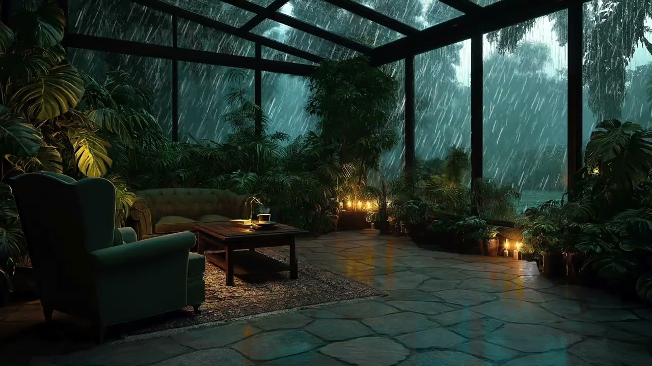 Rainy Greenhouse with Soft Music | 3 Hour Cozy Ambience for Sleep and Focus