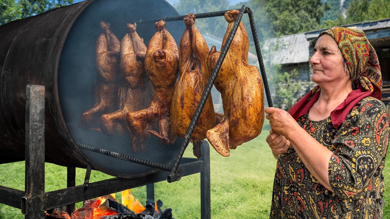Traditional Baking in Azerbaijan: The Crispiest Recipe for Chicken in Barrel!