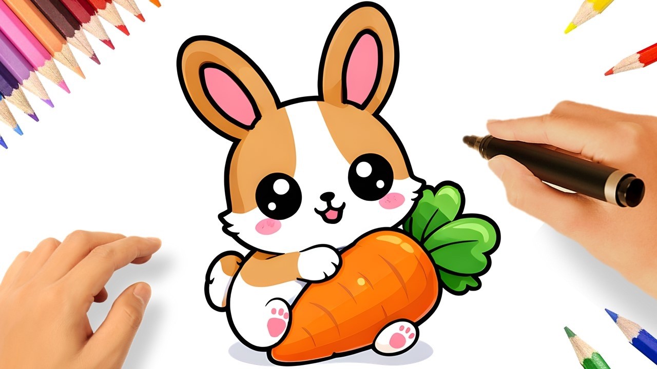 COMMENT DESSINER UN LAPIN MIGNON FACILE 🐰🥕