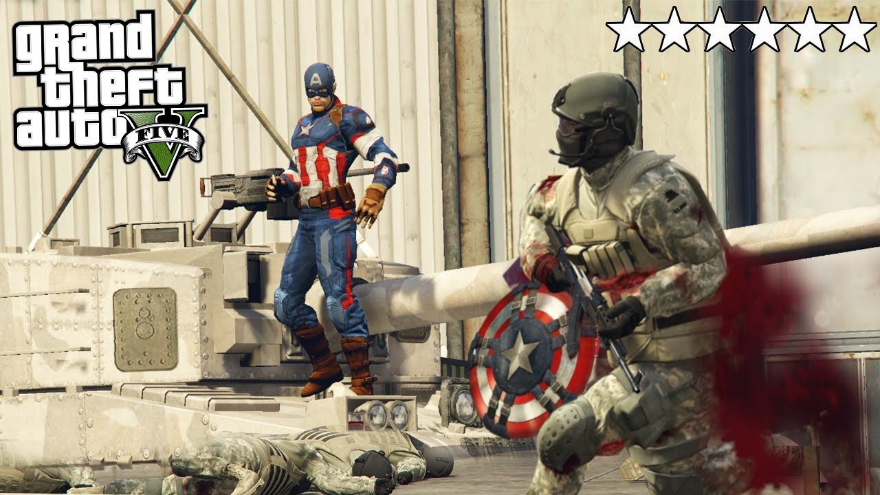 CAPITÃO AMERICA SOBREVIVE A 6 ESTRELAS NO GTA 5 ?!?! (Incrivel) GTA V MODS