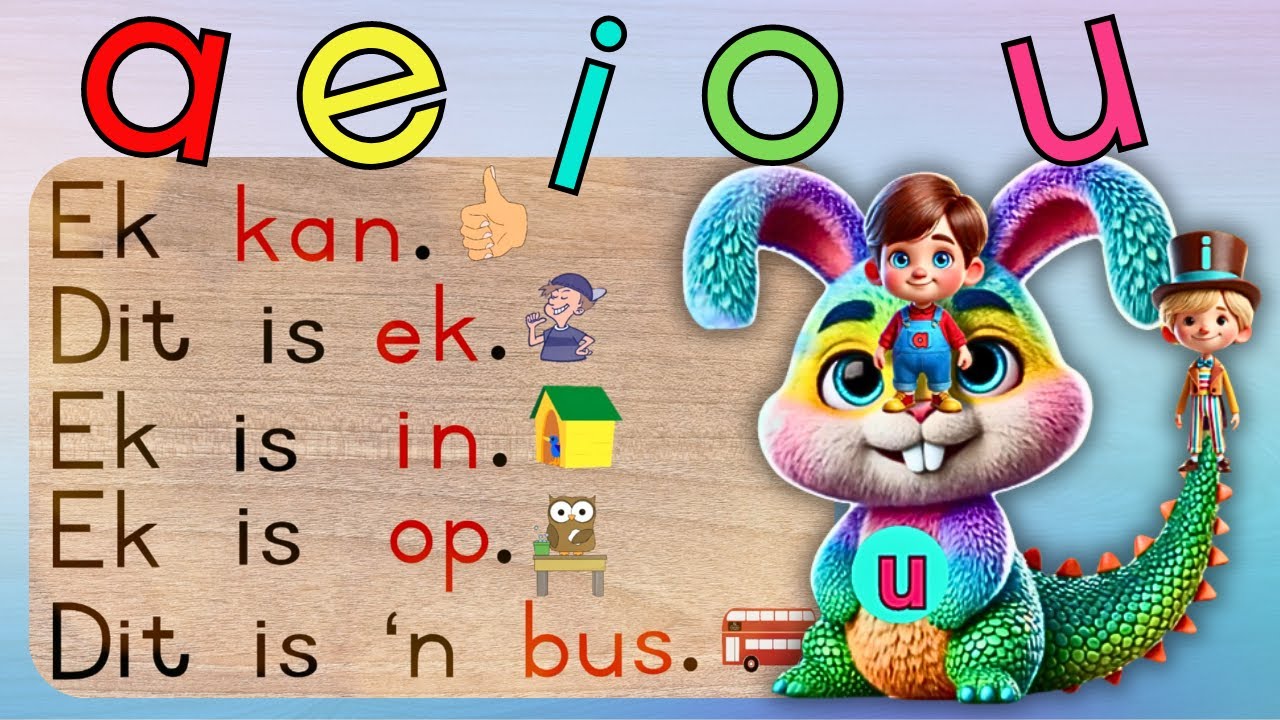 Afrikaanse Vokale vir kinders: a e i o u | Leer lees met begrip