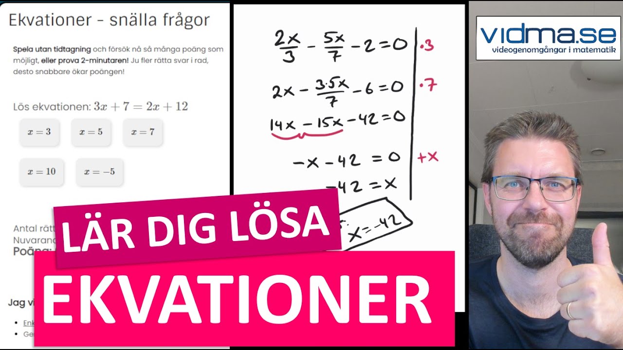 L&Auml;R DIG L&Ouml;SA EKVATIONER - Enkla och mellansv&aring;ra!