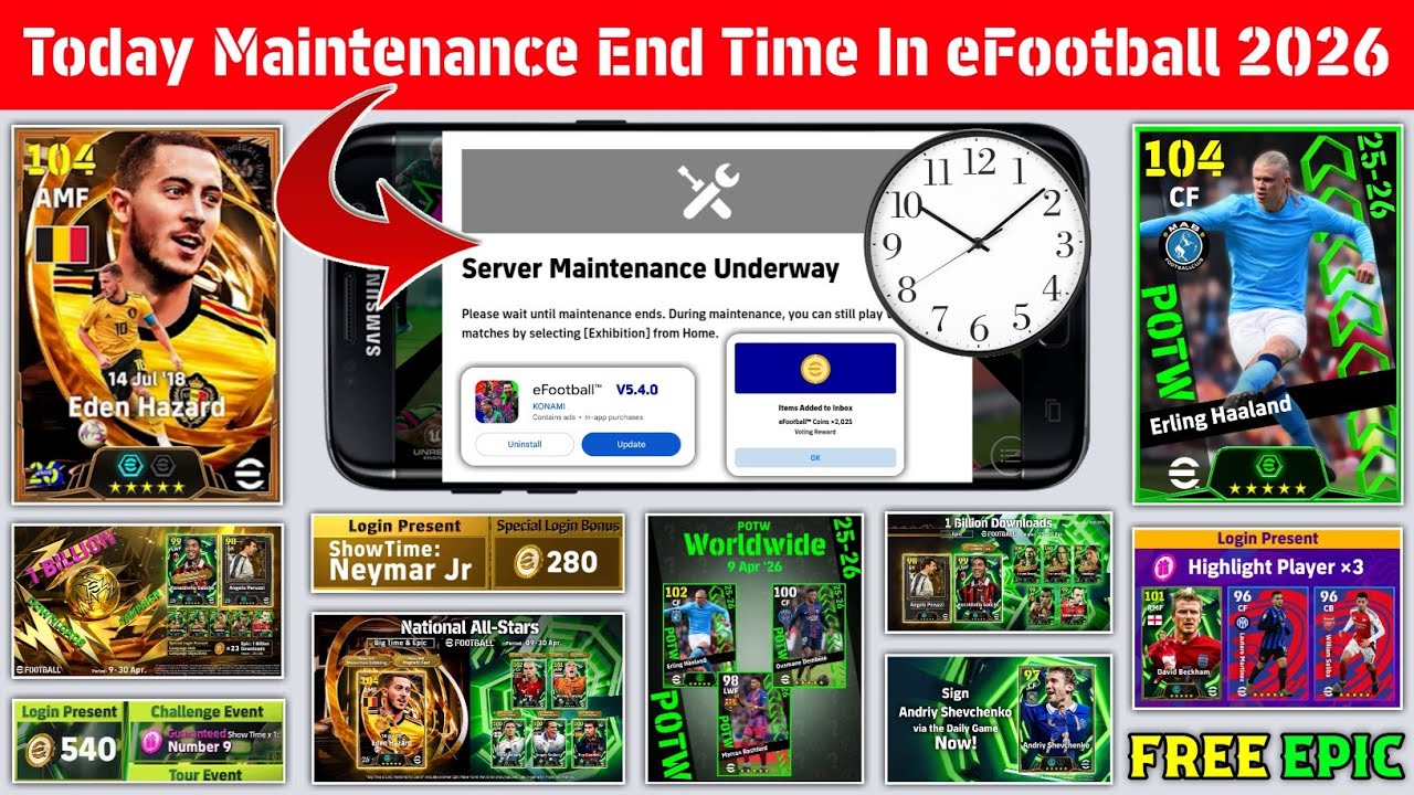 Время окончания технического обслуживания сегодня в eFootball 2026 Mobile | Техническое обслужива...