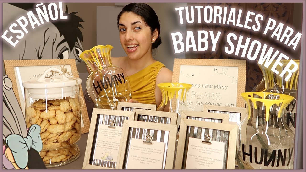 BABY SHOWER DE WINNIE THE POOH | CENTROS DE MESA, JUEGOS Y LIBRO DE INVITADOS | FÁCIL Y ECONÓMICO