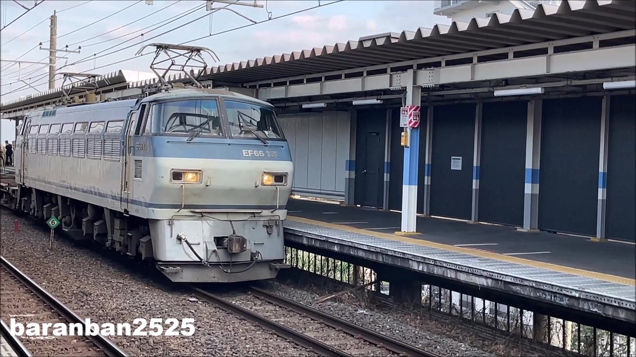 関東の日中の代走はこれが最後？ 89レ EF66-131号機＋オール空コキのコンテナ貨物列車が三郷駅を通過 2026.3.9