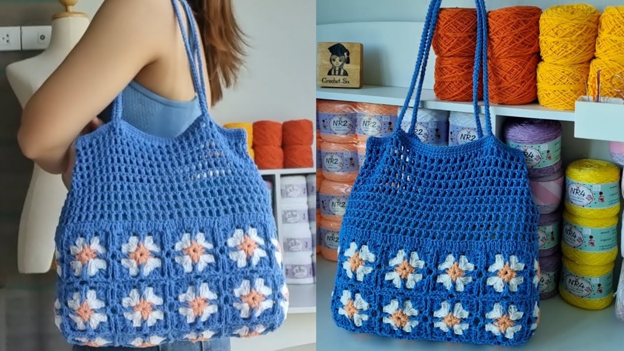 ကံ့ကော်ပန်း  အိတ်ထိုးနည်း crochet bag