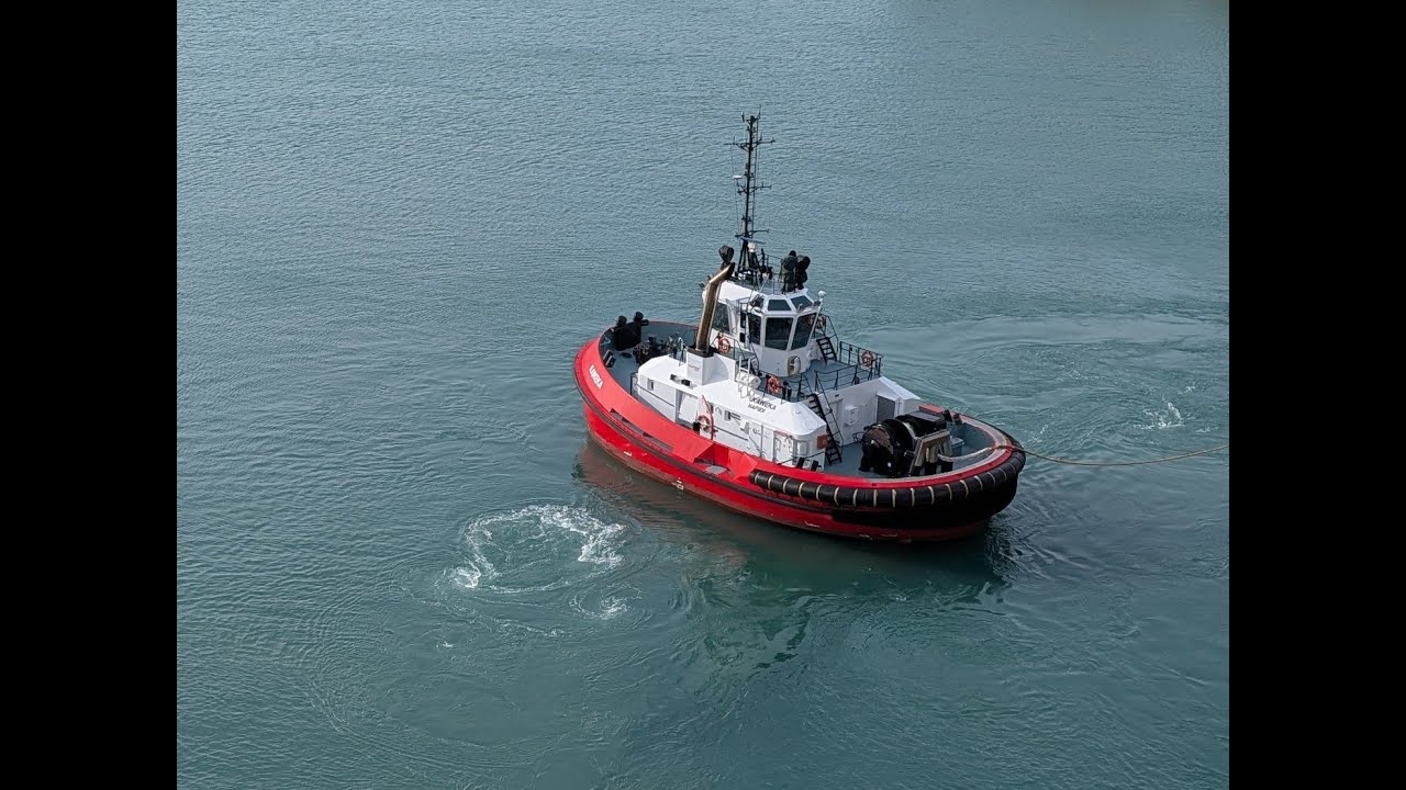 Pilot Boats Circle Around to Send a Cruise Ship Off
