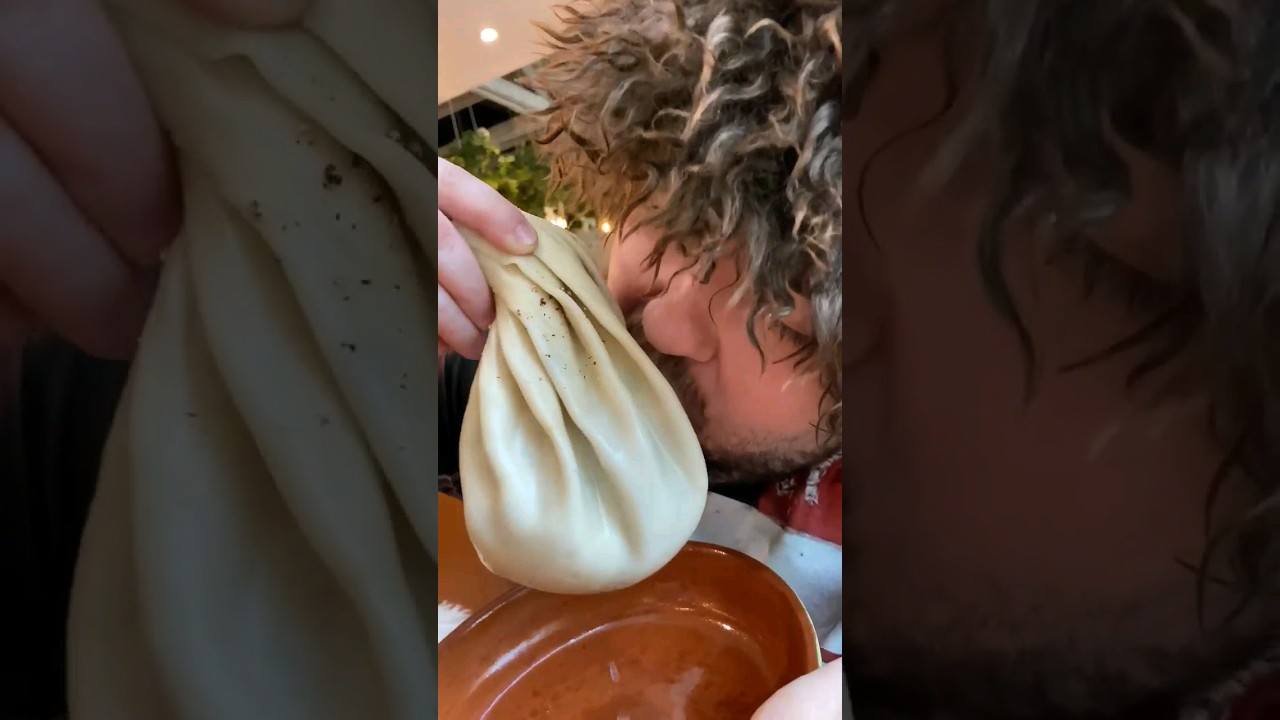 Giant juicy khinkali - georgian traditional food