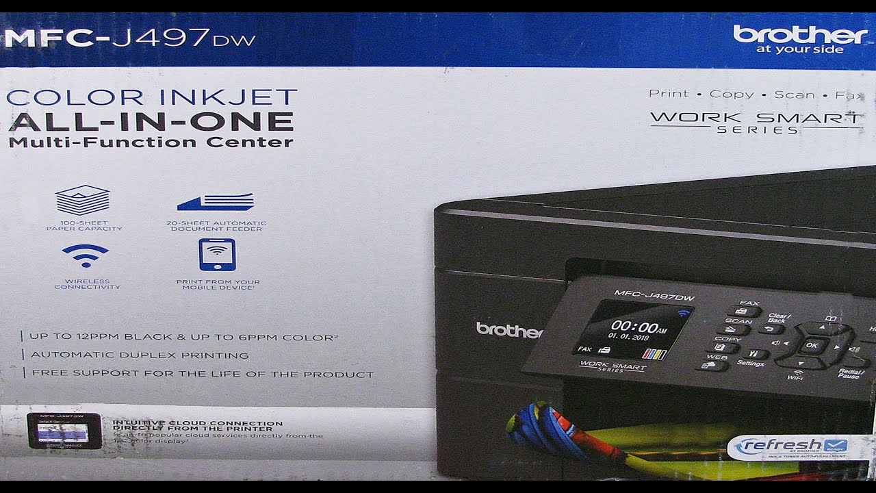 Brother Work Smart Printer Unboxing MFCJ497DW Wireless Color Inkjet All-in-One Printer