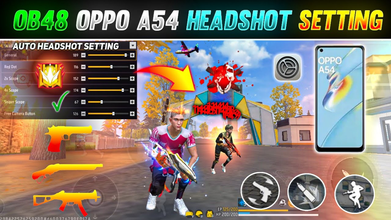 Free Fire Headshot Setting ✅ [ 2025 ] || Oppo A54 Sensitivity [ Dpi + Hud ] Setting ⚙️ FF