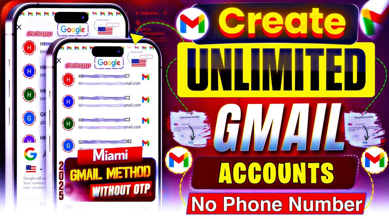 Unlimited Gmail Account Without Phone Verification | Unlimited Gmail Create Method 2025 Create Gmail