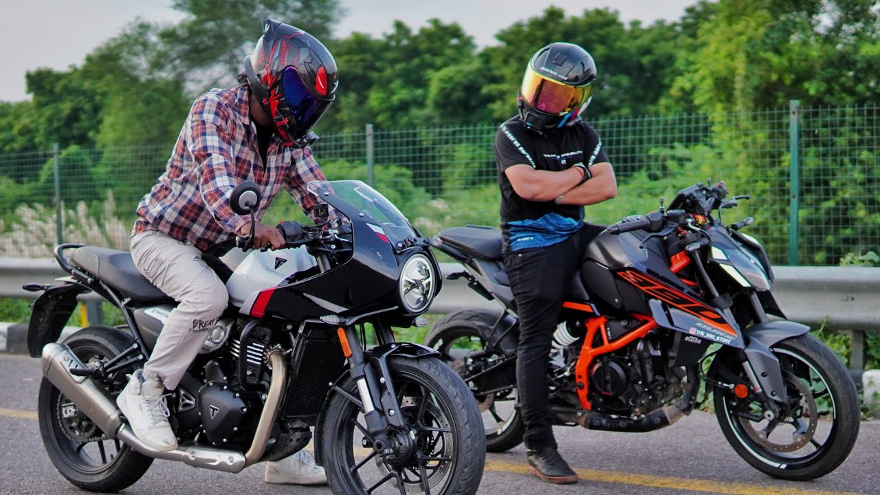 Triumph Thruxton 400 vs Duke 390 – The Most Awaited Street Racer Battle!🚀