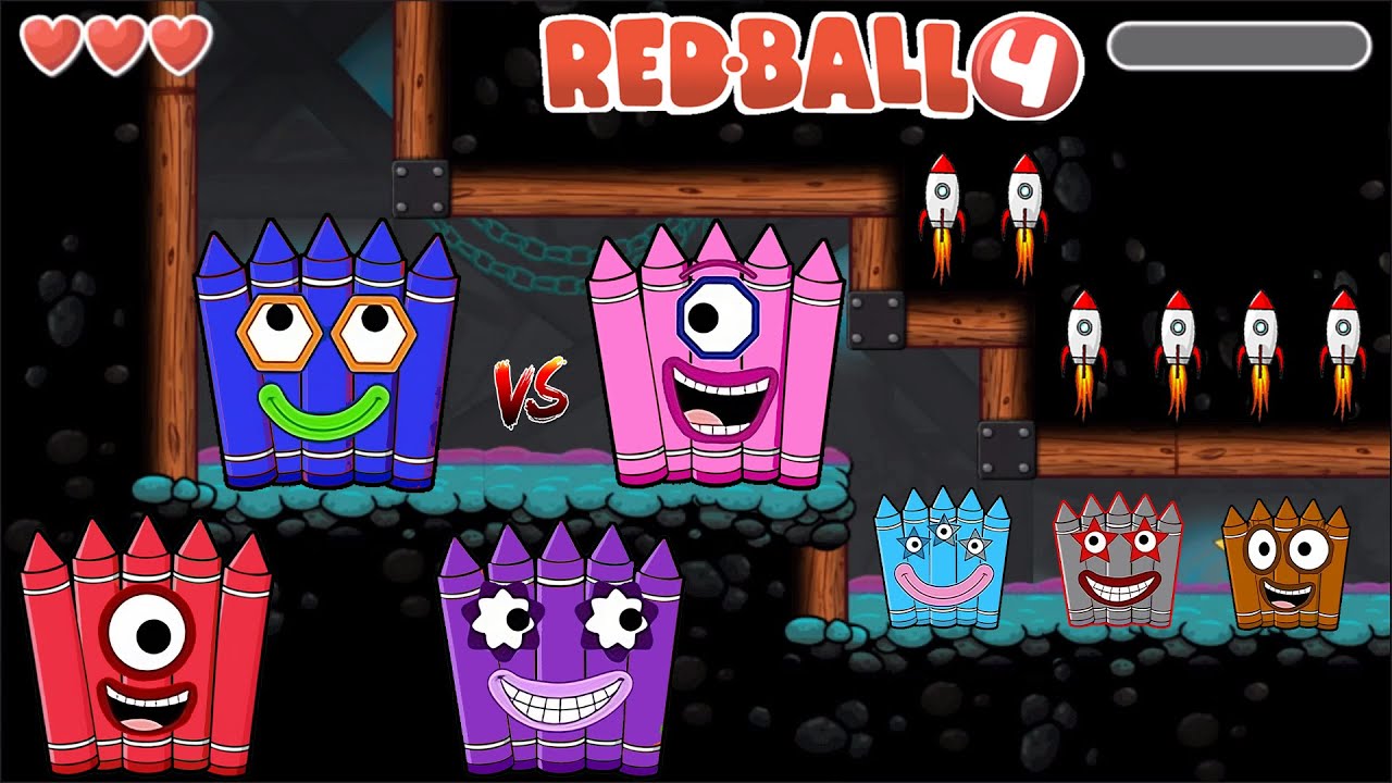 Big red ball 4 vs Crayon Ball All Level Mixup Part 22