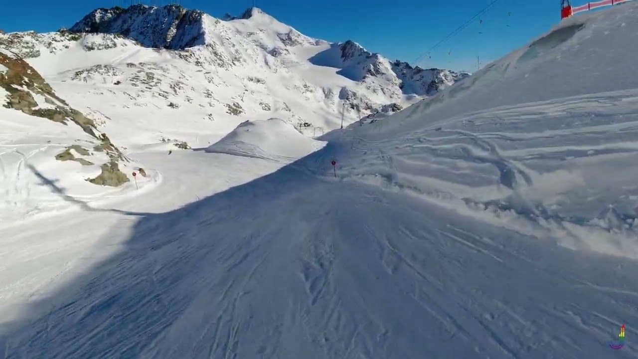 Abfahrtsski am Stubaier Gletscher – Piste 5 Helmkamera POV | DJI Osmo Action