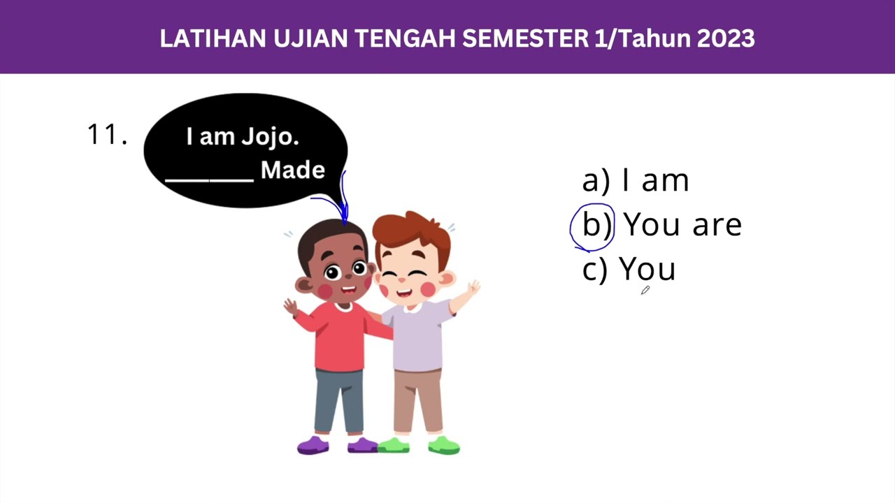 Latihan Soal PTS/UTS Bahasa Inggris kelas 1 SD Semester 1 Tahun 2023