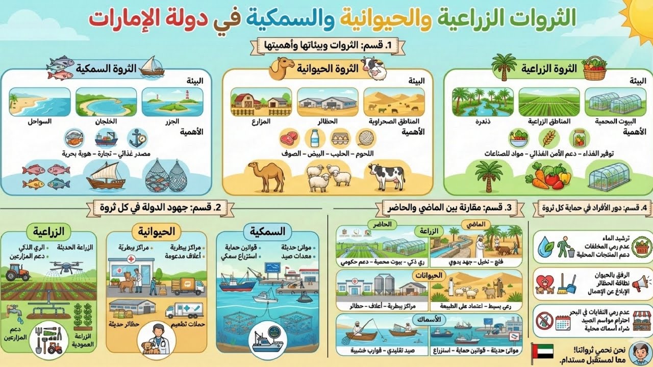 الثروات في بلادي الإمارات | شرح مبسط للصف الرابع 