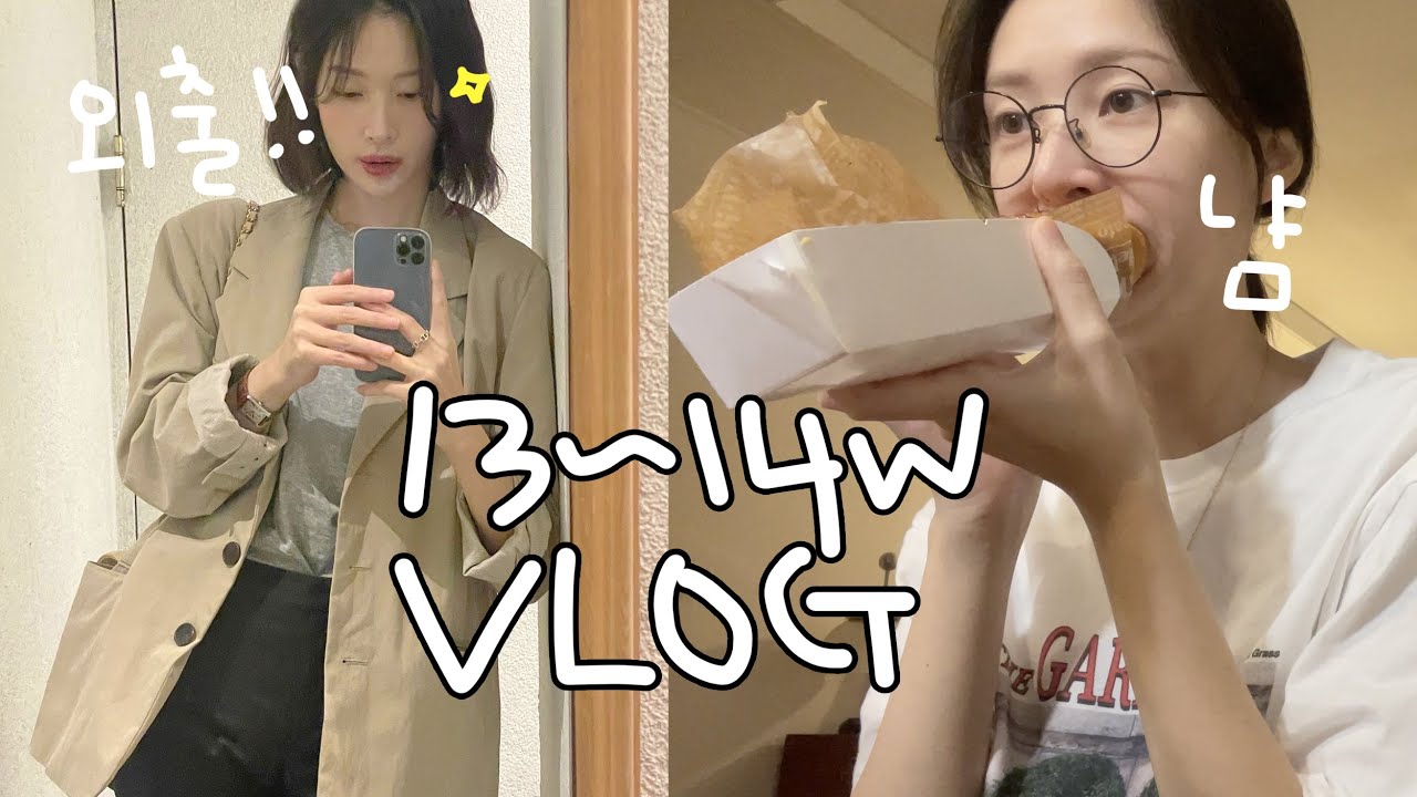 [vlog_희망편]입덧..정말 끝인건가요..?(임신 13~14주/샌드위치/롯데리아 햄버거/핫도그/수제비 도전!/한남동 데이트/외식도 시작했다..🥹/부첼리하우스/시바견 택이)