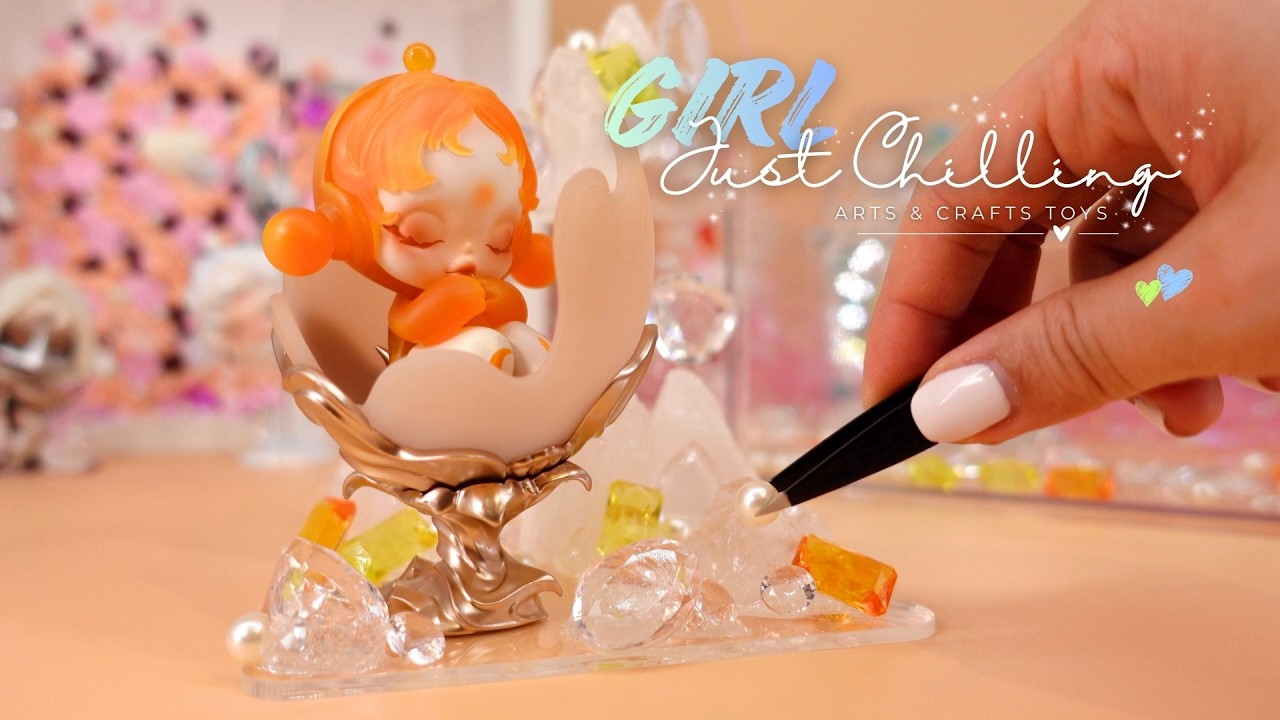 ASMR | Art & Craft my Blind Box Toy | Skullpanda Display with Gems & Pearls | no talking chill music