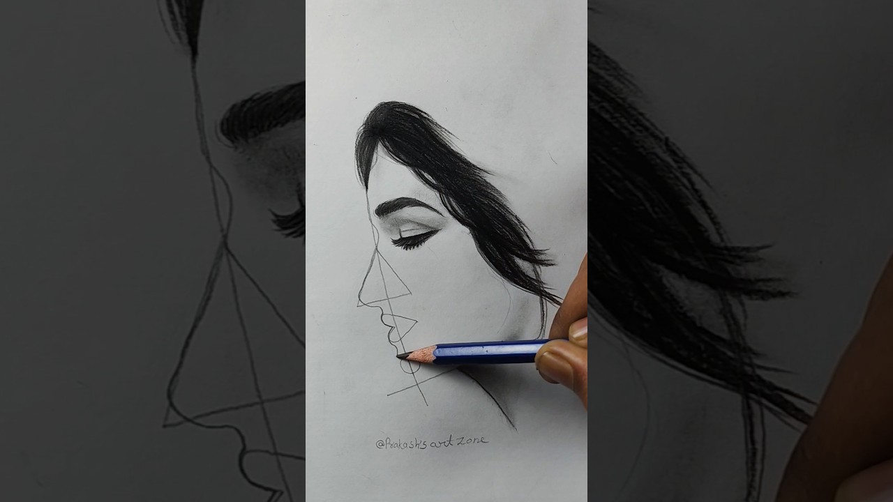 Side face drawing trick 🤌❤️✍️ #art #drawing #artist #viral #explore #satisfying #pencil #shorts