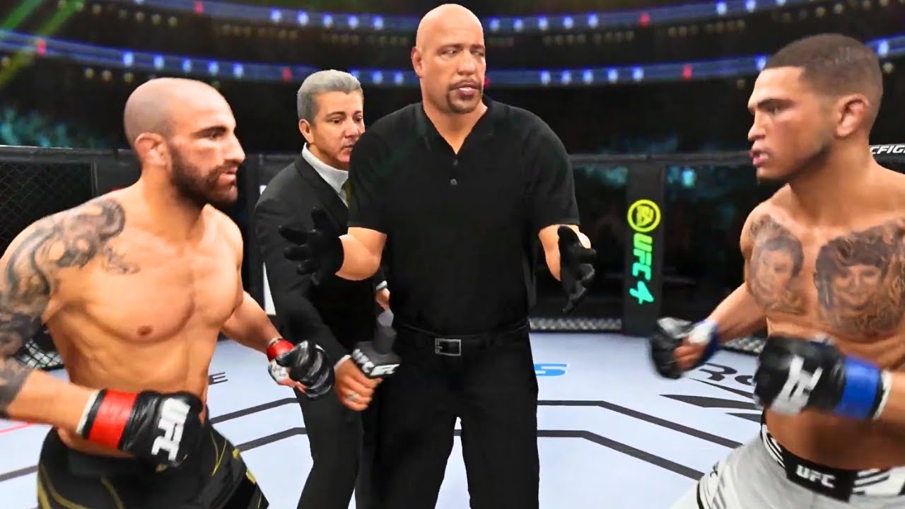 Alexander Volkanovski vs Anthony Pettis FULL FIGHT | UFC 4 AI Simulation Gameplay (CPU vs CPU)