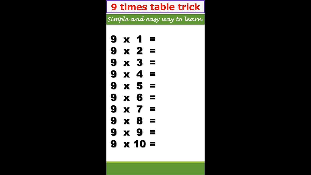 TRICK for 9 Times Table #shorts
