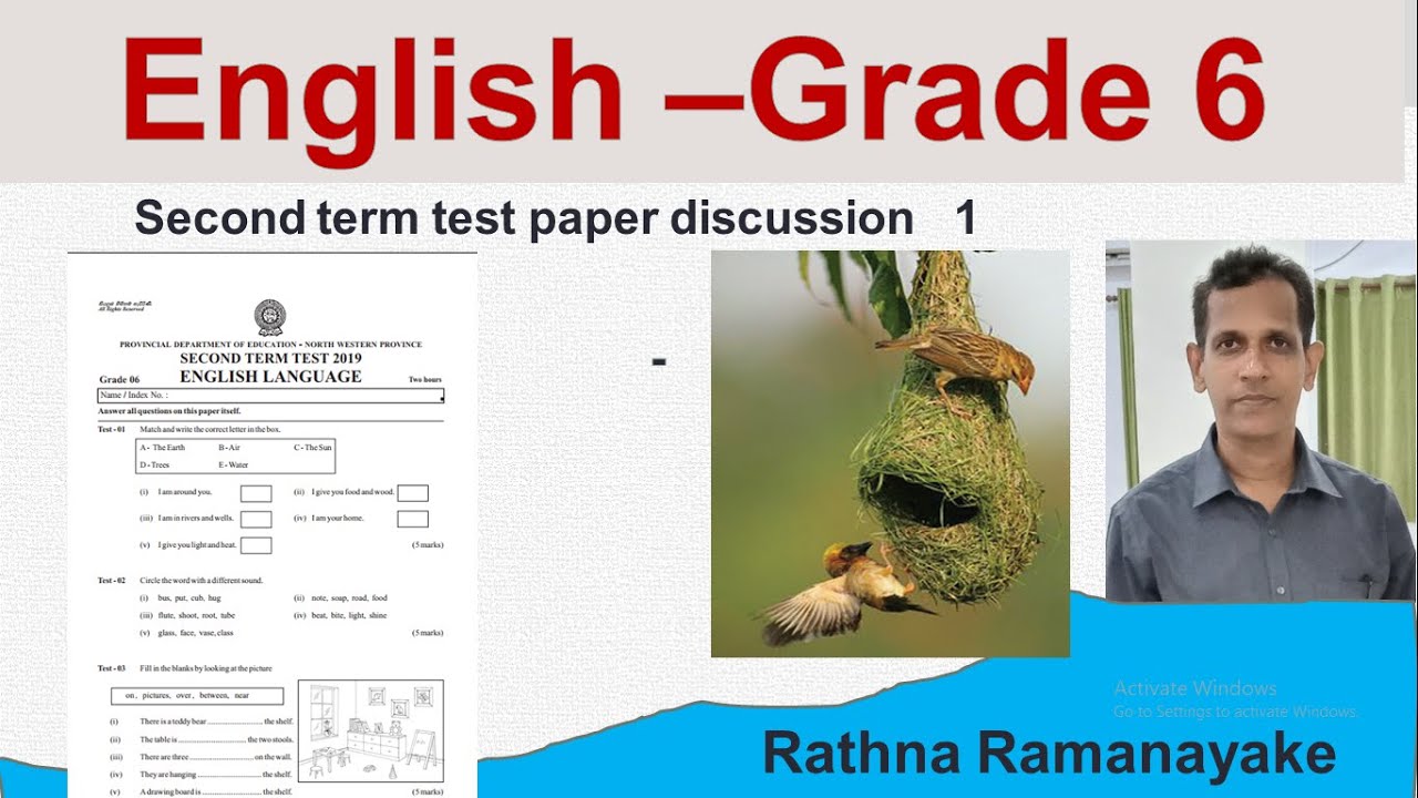 English - Grade 6  - Second  Term Test paper  discussion