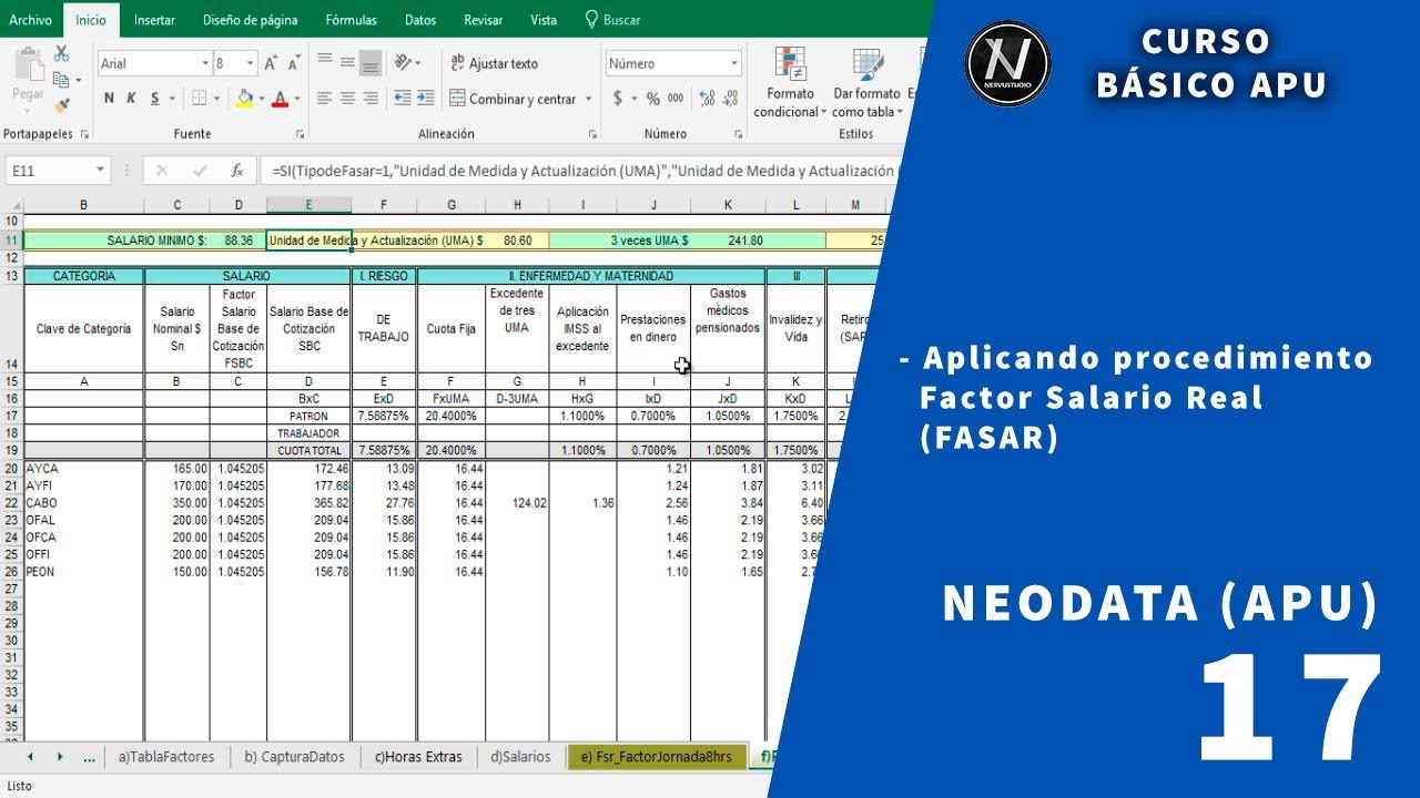 Curso básico de APU con Neodata_Factor Salario Real