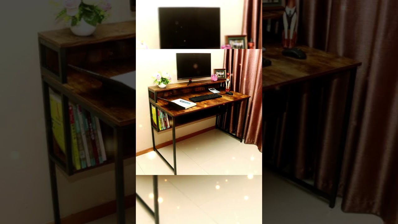Computer Office Small Desk with Storage Shelves，Modern Simple Style PC Desk ， Home Office Desk