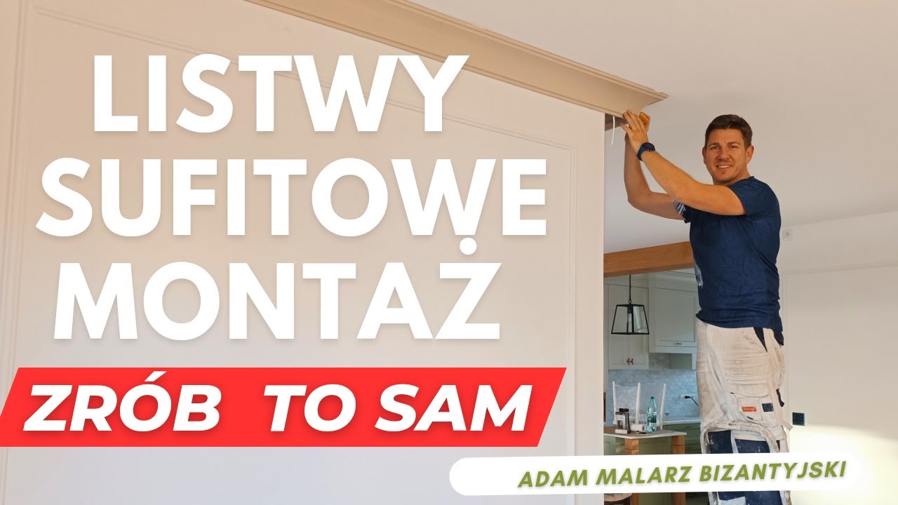 MONTAŻ LISTEW SUFITOWYCH. ZRÓB TO SAM. Zobacz jak samemu można przykleić duże listwy sufitowe.