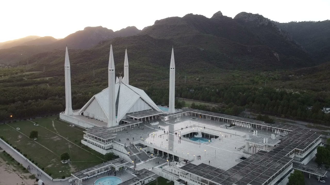 [4k] Faisal Masjid Islamabad | Drone Aerial View | Free HD - No Copyright Video | Free Stock Video