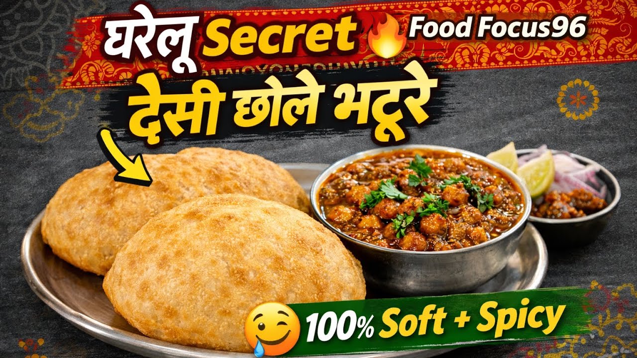 😱 इतना फूला भटूरा कैसे? फूले-फूले भटूरे + मसालेदार छोले = परफेक्ट कॉम्बो | Food Focus96